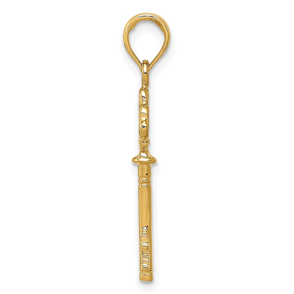 10k Polished 3-D Hearts Key Charm (10D1068)
