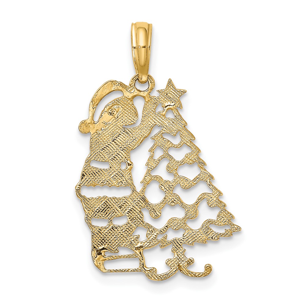 10K Polished Christmas Tree and Santa Pendant (10D1119)