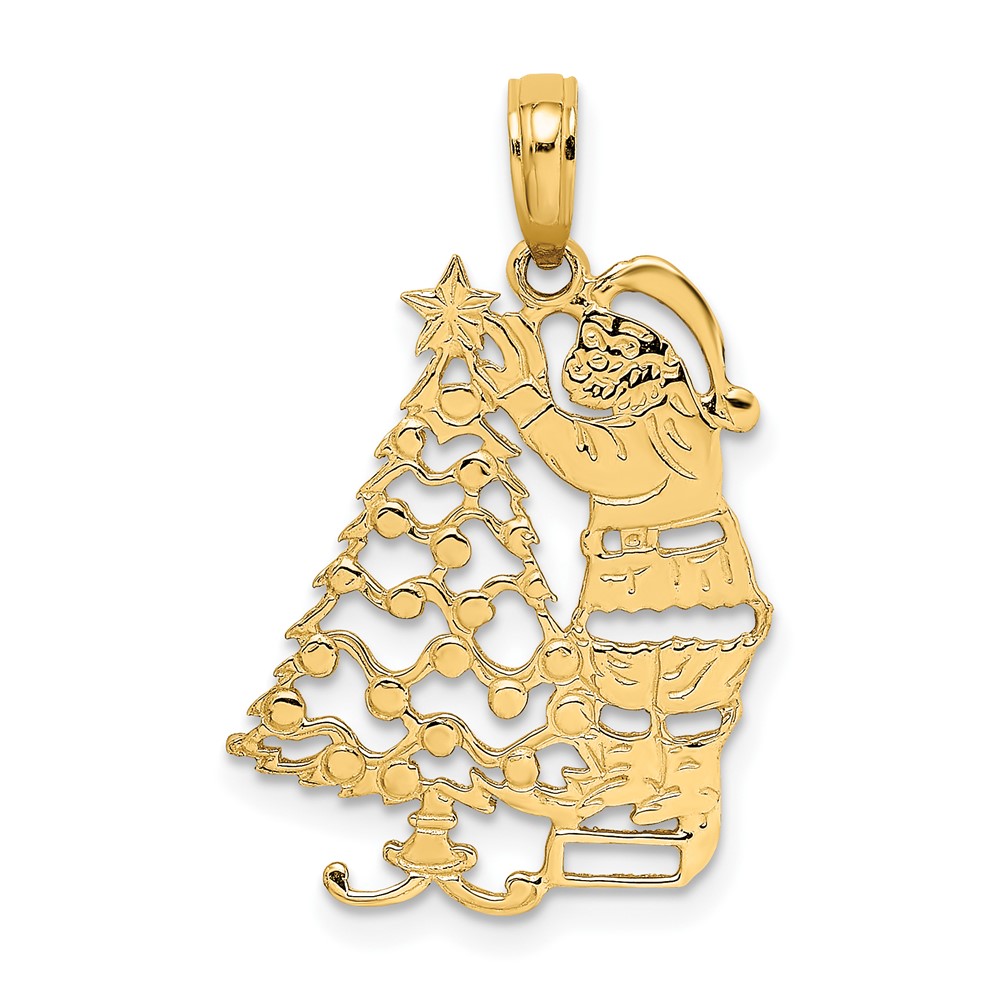 10K Polished Christmas Tree and Santa Pendant (10D1119)