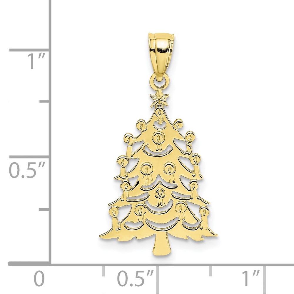 10K Polished Christmas Tree Pendant (10D1120)