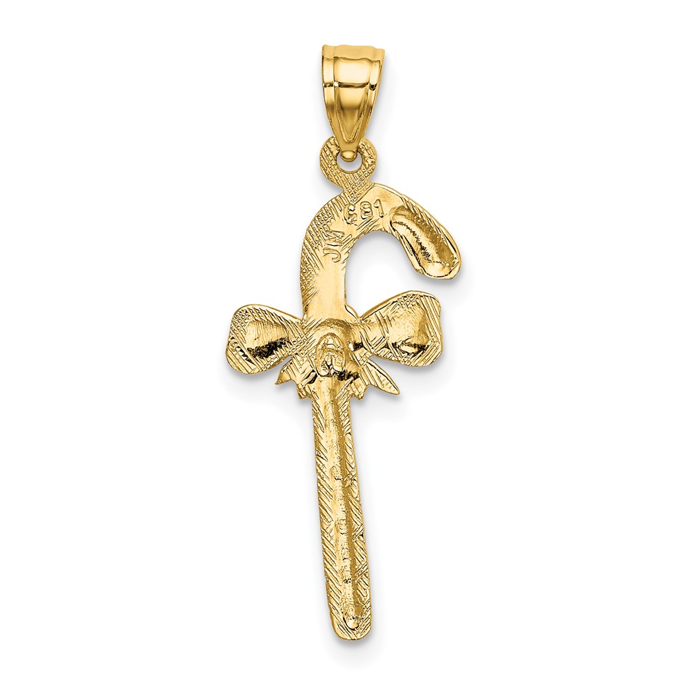 10K Solid Polished Candy Cane Pendant (10D1124)