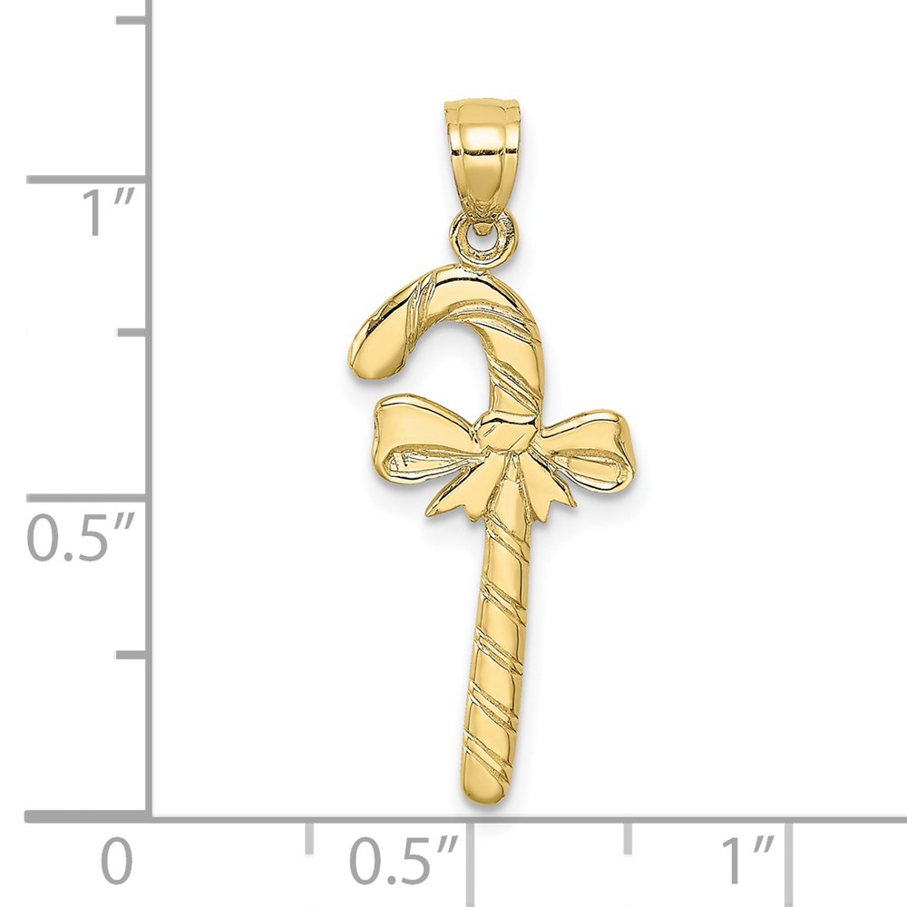 10K Solid Polished Candy Cane Pendant (10D1124)