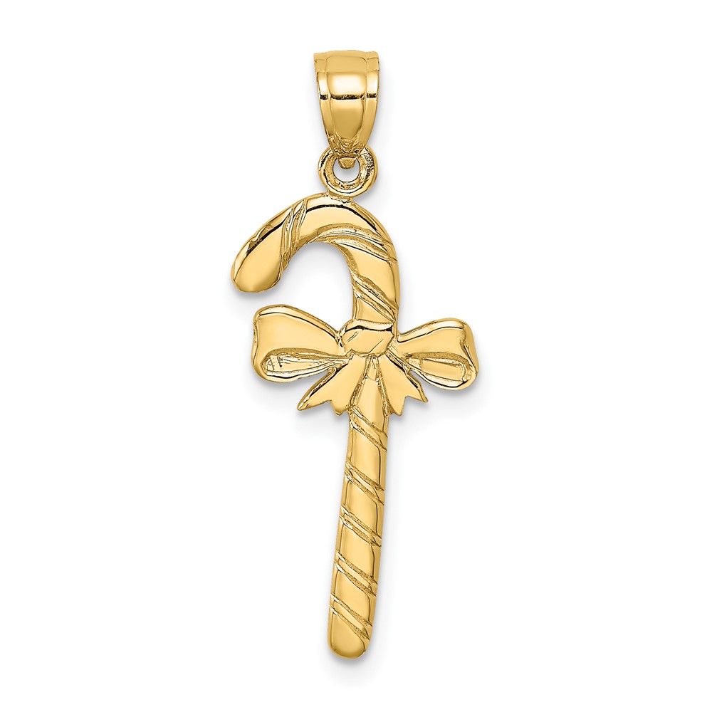10K Solid Polished Candy Cane Pendant (10D1124)