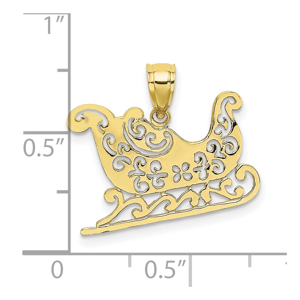 10K Polished Sleigh Pendant (10D1131)