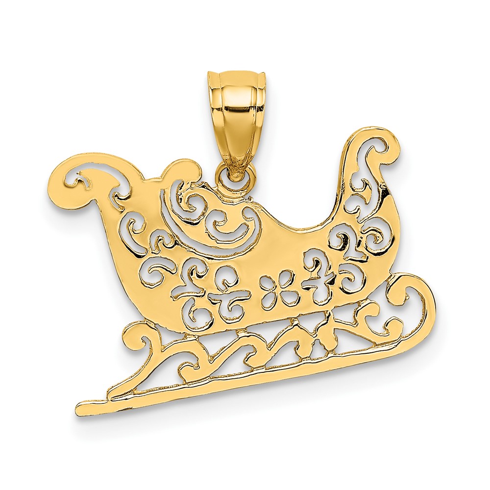10K Polished Sleigh Pendant (10D1131)