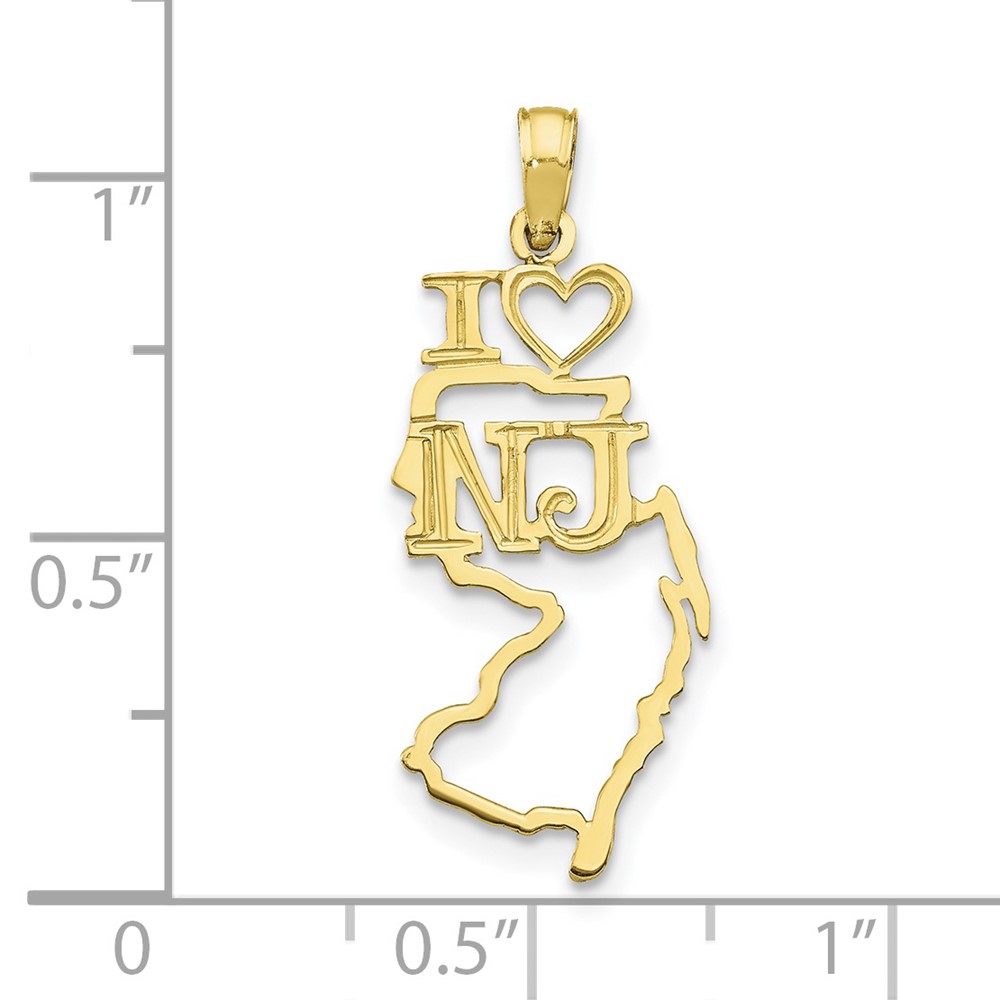 10K Solid New Jersey State Pendant (10D1178)