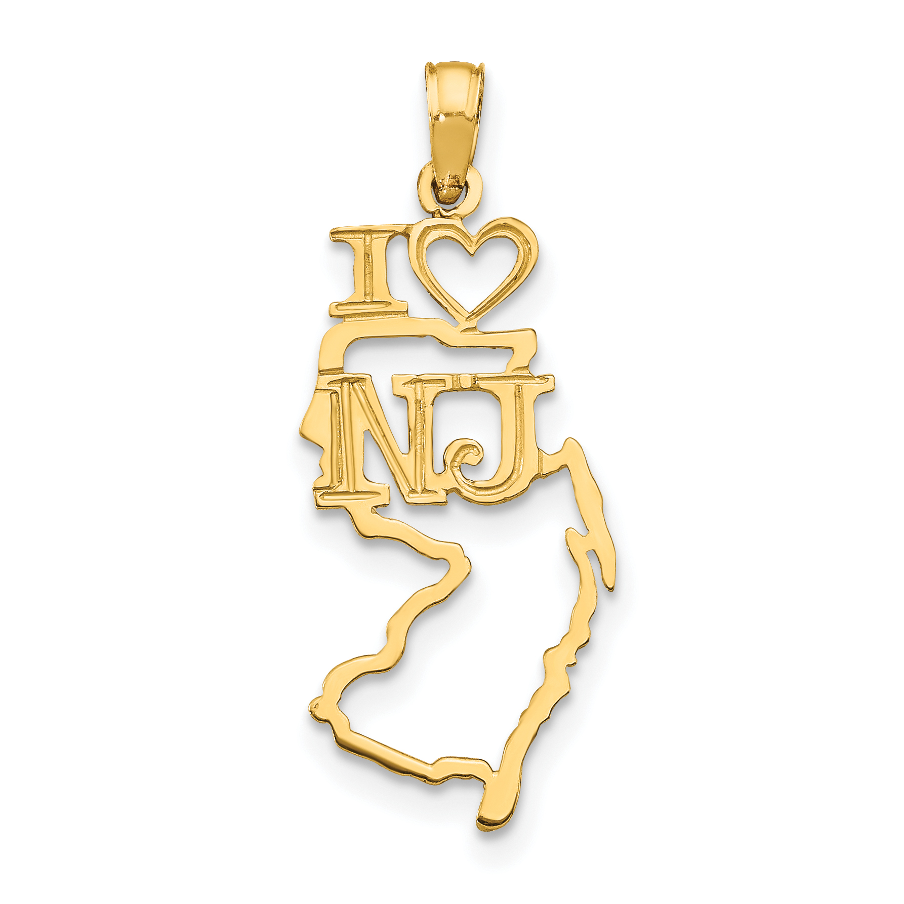 10K Solid New Jersey State Pendant (10D1178)