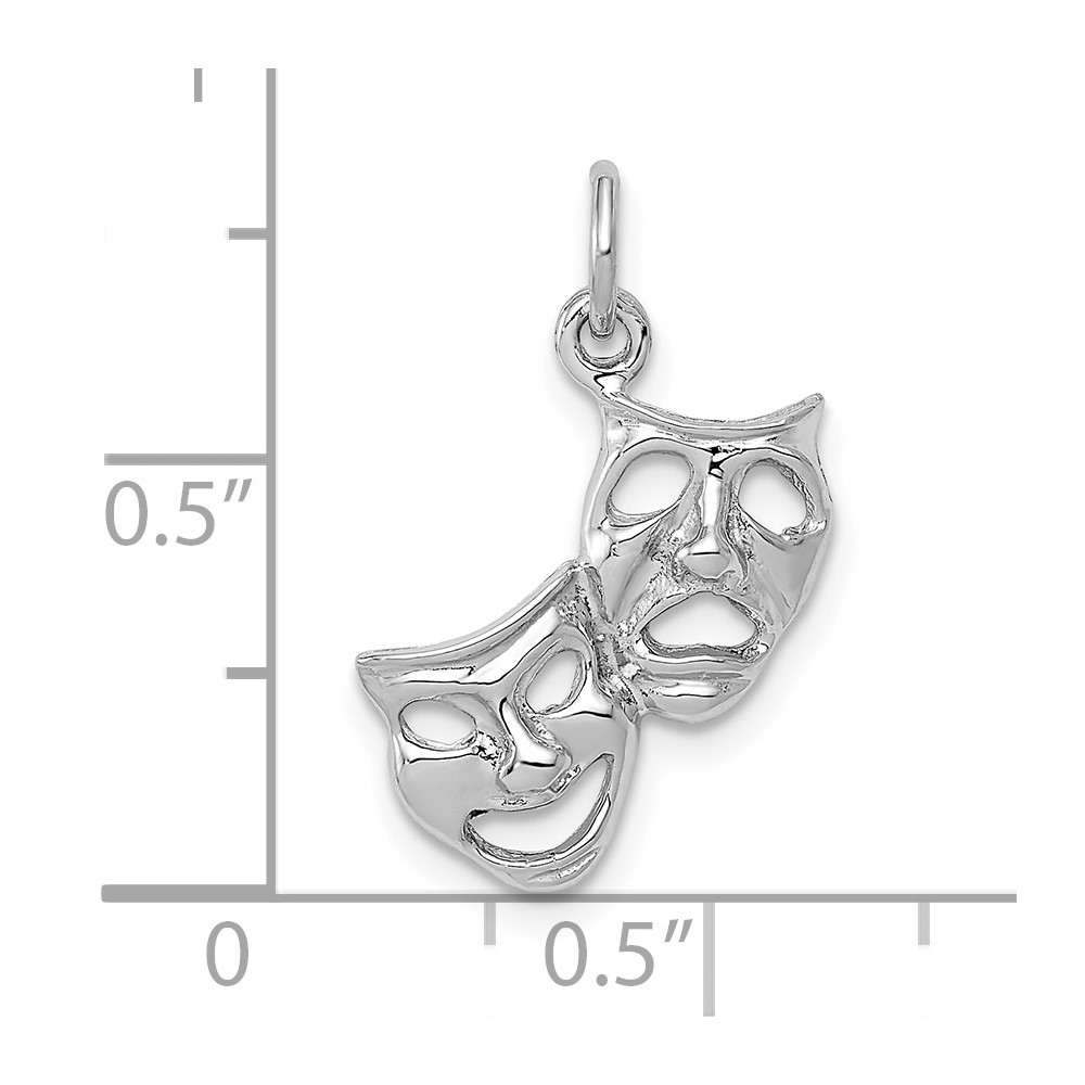 10k White Gold Polished Open-Backed Comedy/Tragedy Charm (10D1243)