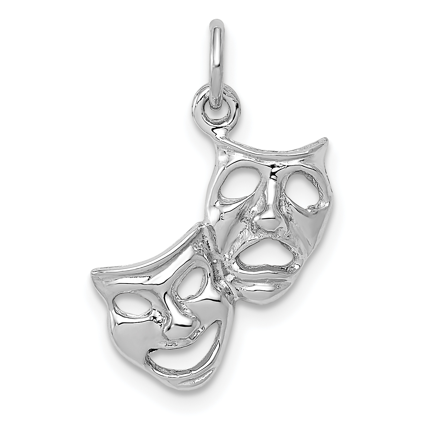10k White Gold Polished Open-Backed Comedy/Tragedy Charm (10D1243)