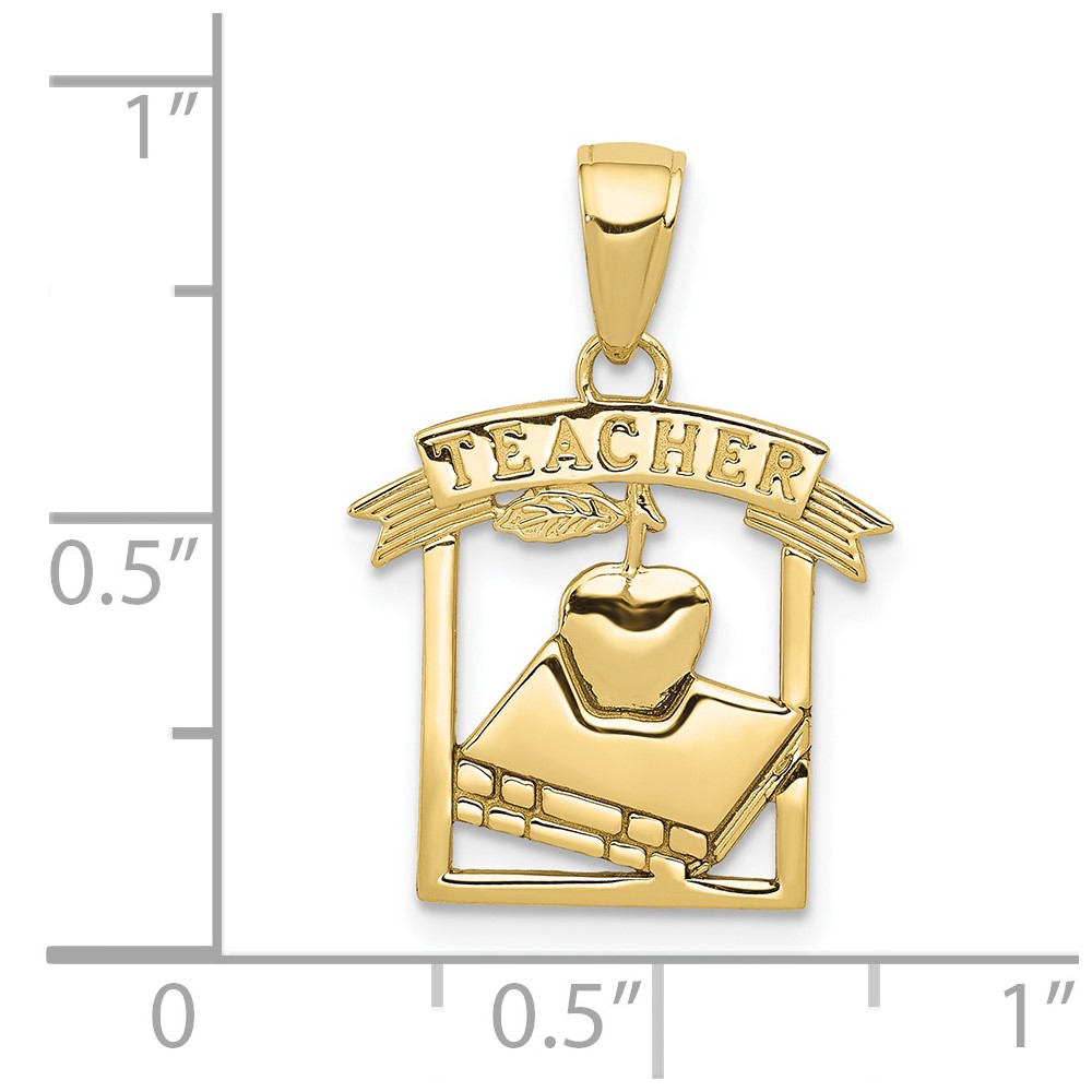 10k Polished Flat-Backed Teacher Frame Pendant (10D1246)