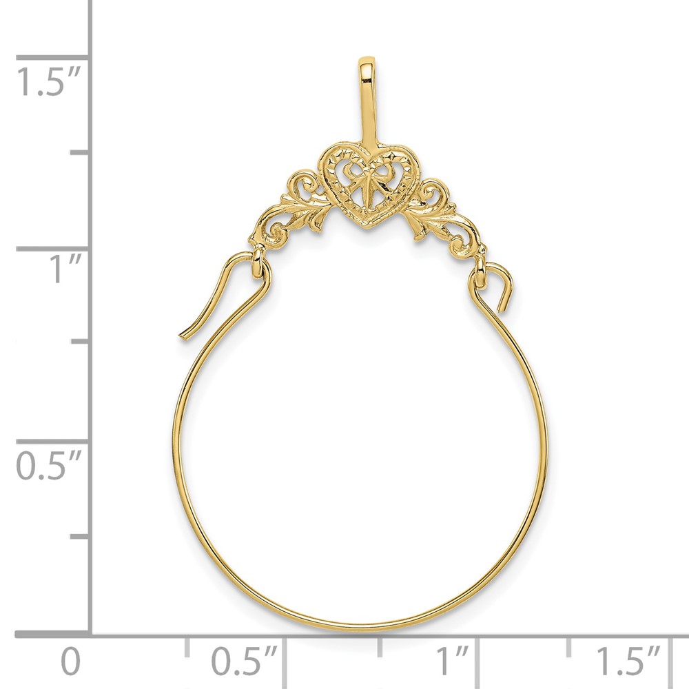 10k Polished Filigree Heart Charm Holder (10D1308)