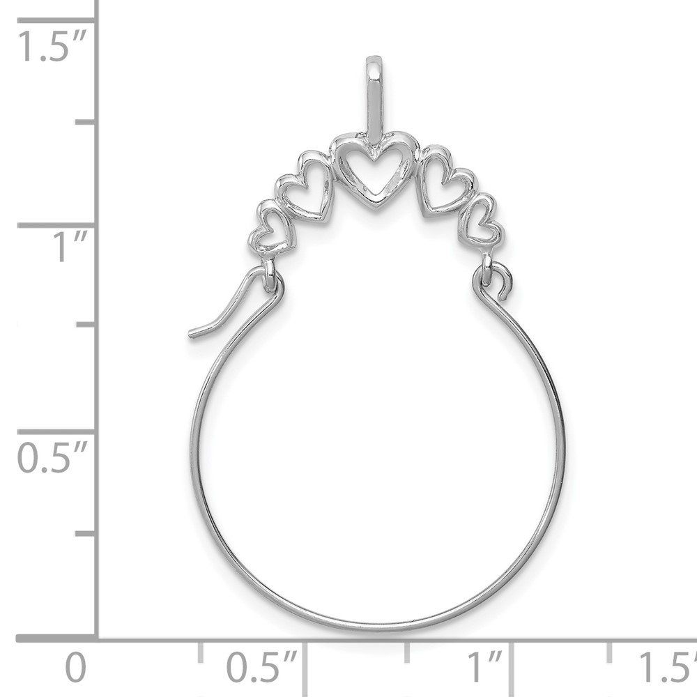 10k White Gold Polished 5-Heart Charm Holder (10D1311W)