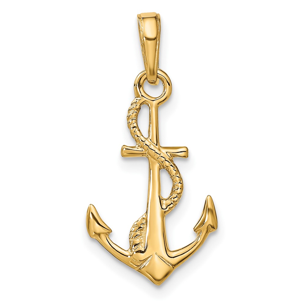 10K Solid Polished 3-D Anchor Pendant (10D1360)