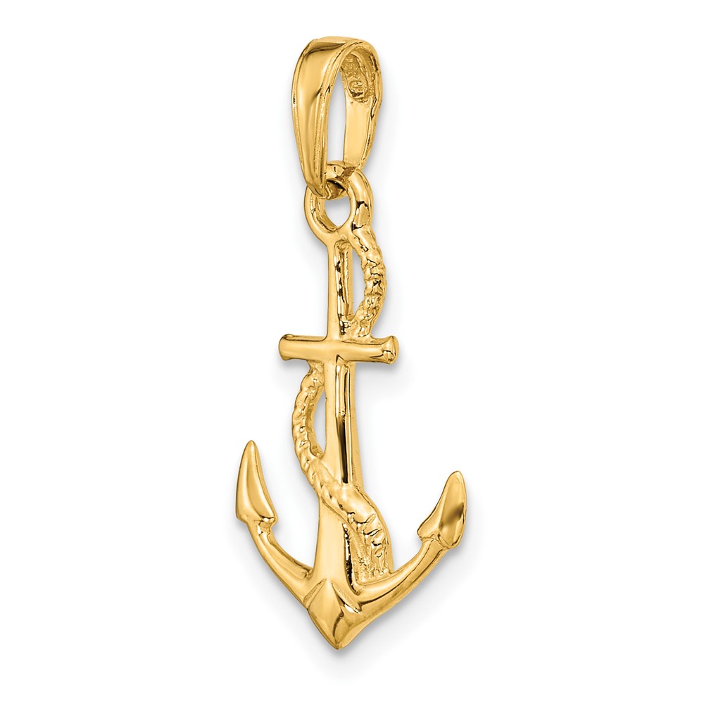 10K Solid Polished 3-D Anchor Pendant (10D1360)