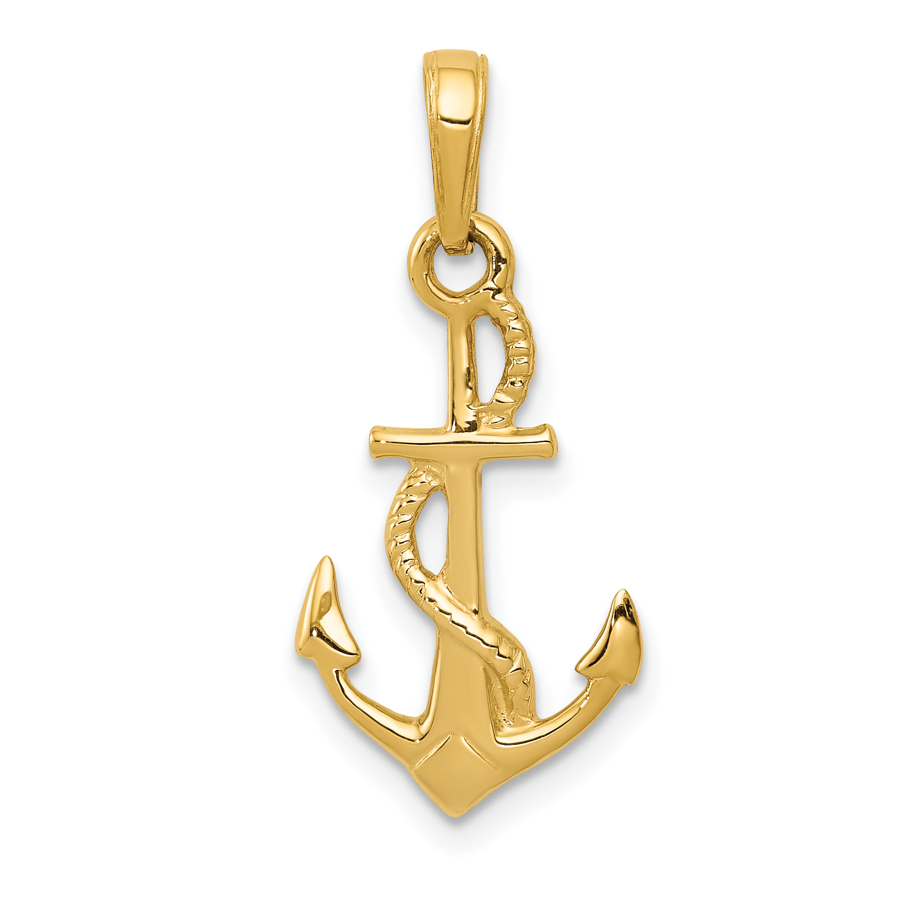 10K Solid Polished 3-D Anchor Pendant (10D1360)