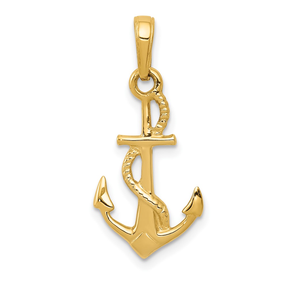 10K Solid Polished 3-D Anchor Pendant (10D1360)