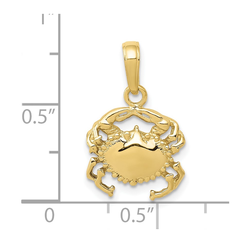 10k Solid Polished Open-Backed Crab Pendant (10D1385)
