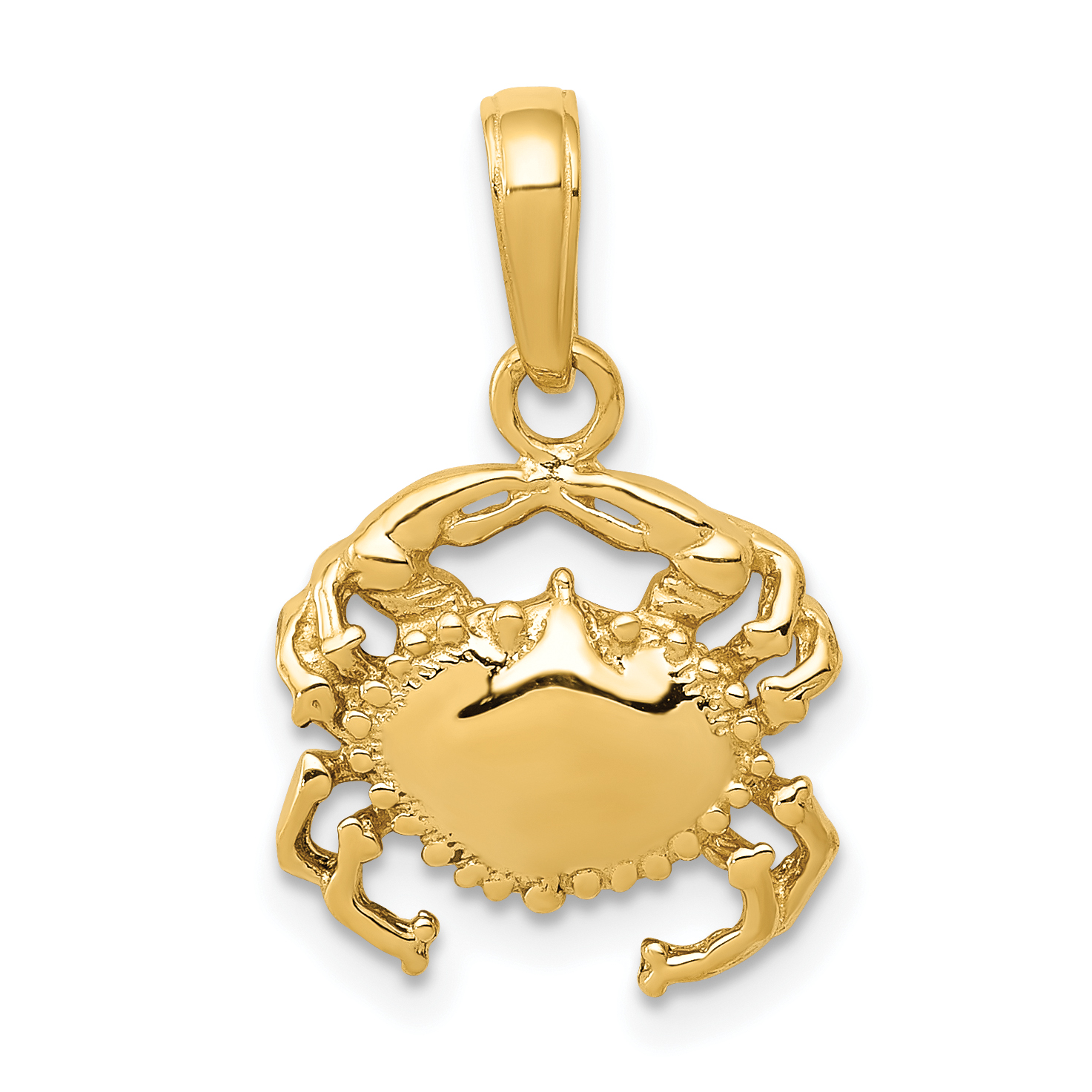 10k Solid Polished Open-Backed Crab Pendant (10D1385)