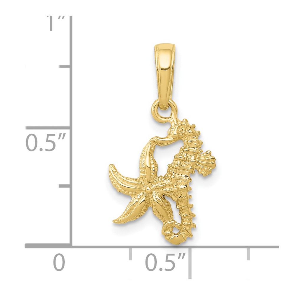 10K Seahorse and Starfish Pendant (10D1394)
