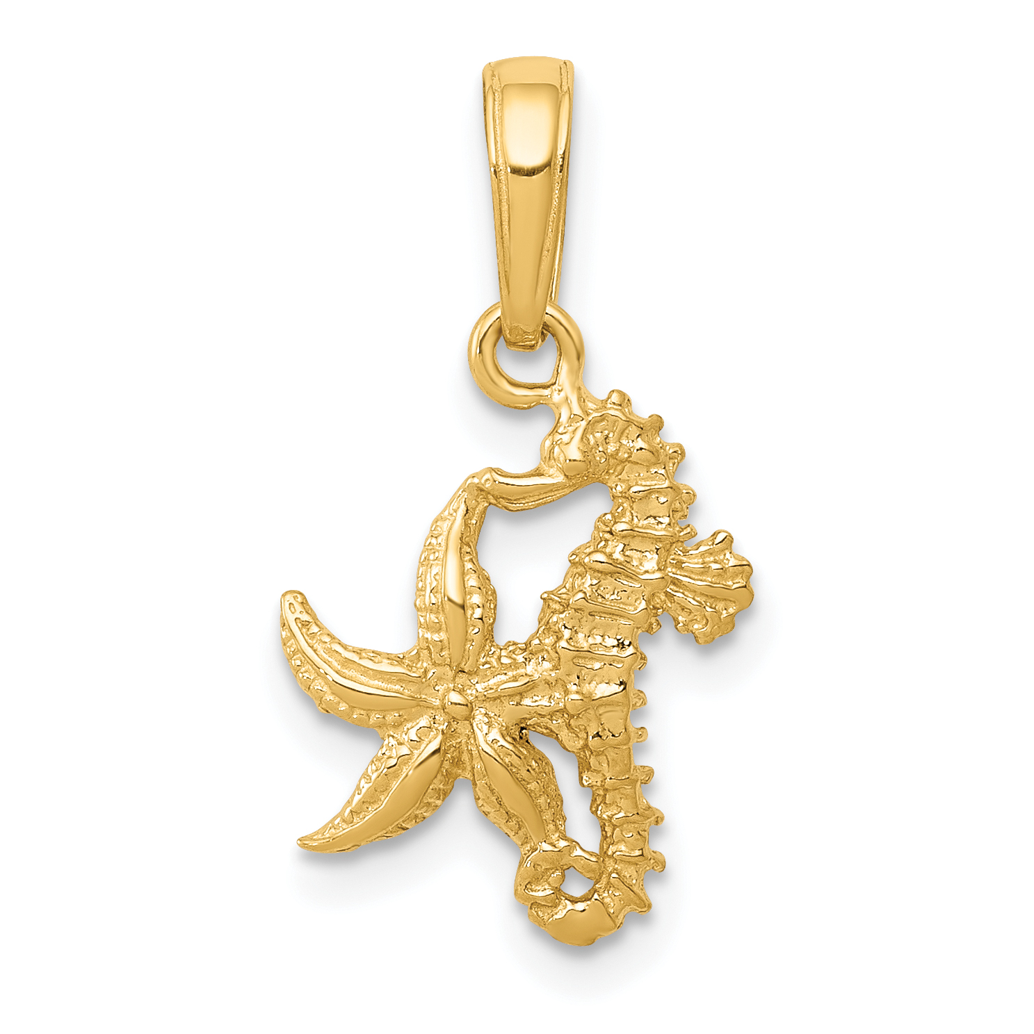 10K Seahorse and Starfish Pendant (10D1394)