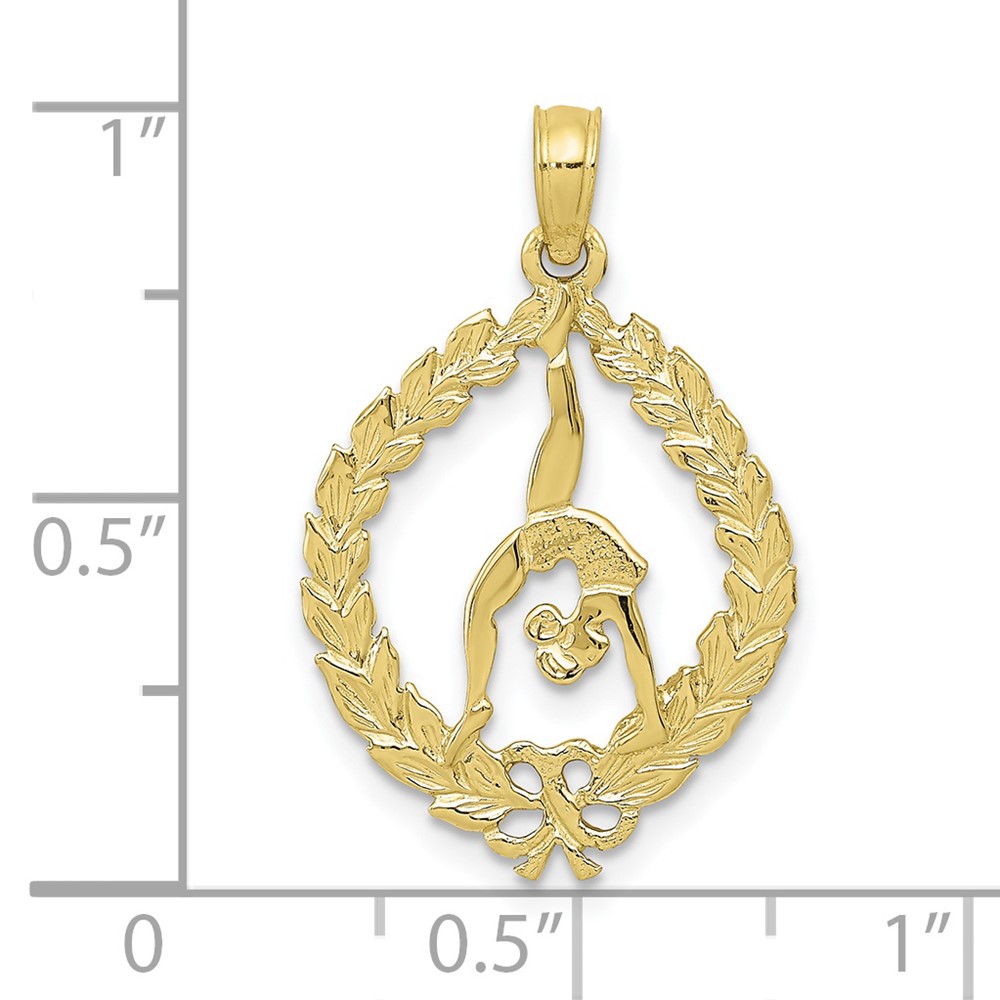 10K Solid Polished Framed Gymnast Pendant (10D1445)