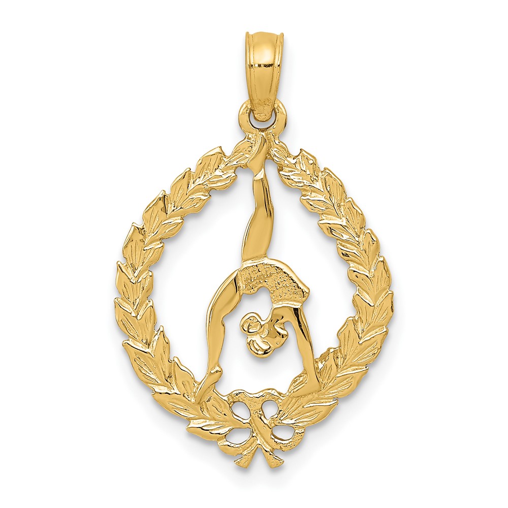 10K Solid Polished Framed Gymnast Pendant (10D1445)