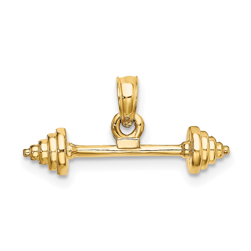 10K Solid Polished 3-D Dumbbell Charm (10D1455)