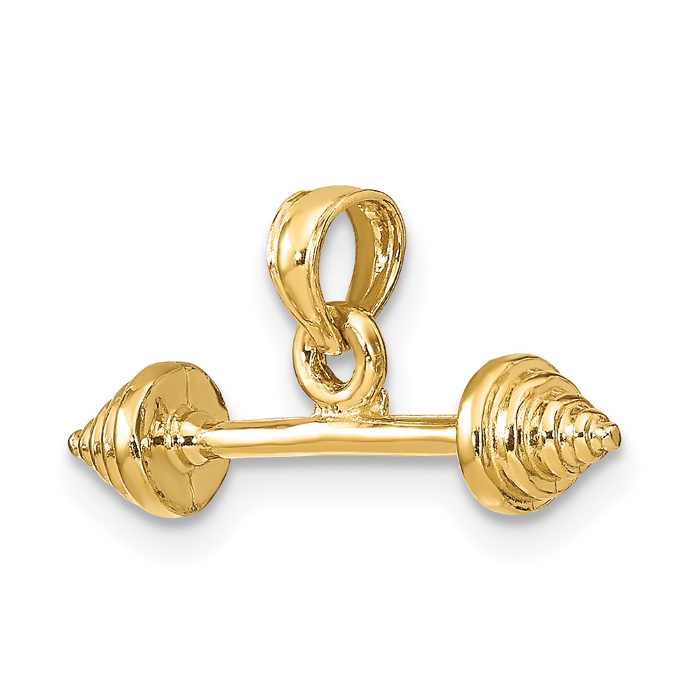 10K Solid Polished 3-D Dumbbell Charm (10D1455)