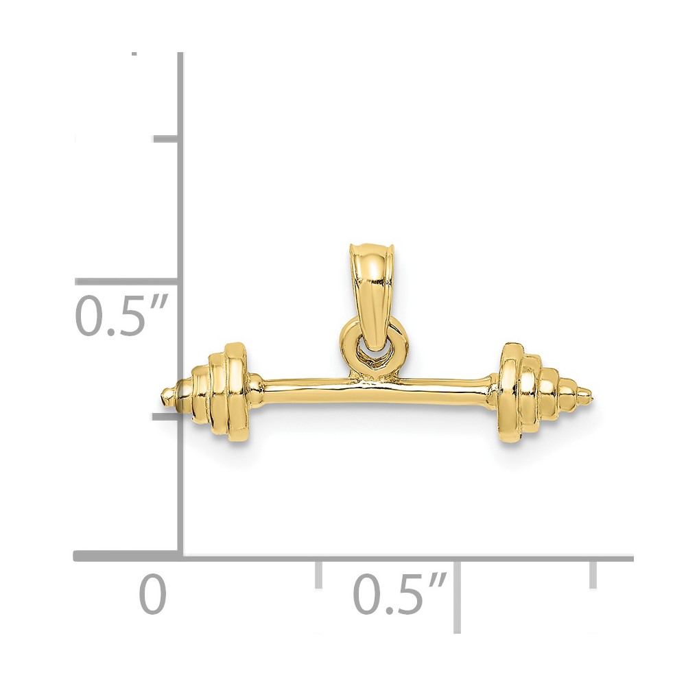 10K Solid Polished 3-D Dumbbell Charm (10D1455)