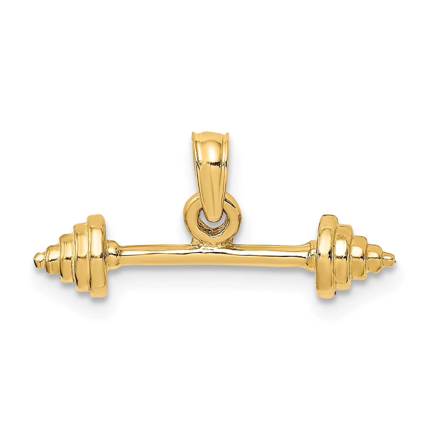 10K Solid Polished 3-D Dumbbell Charm (10D1455)