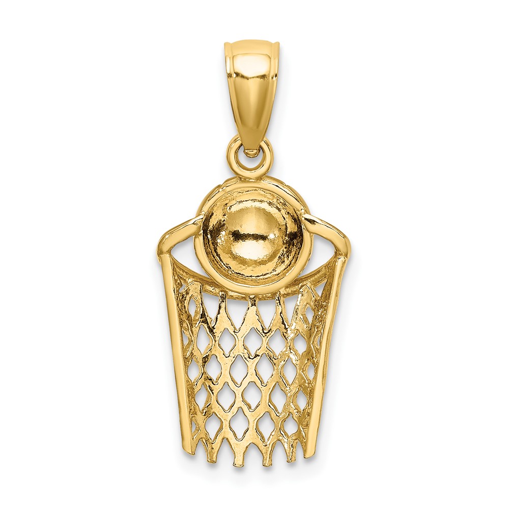 10K Polished Basketball and Net Charm (10D1462)