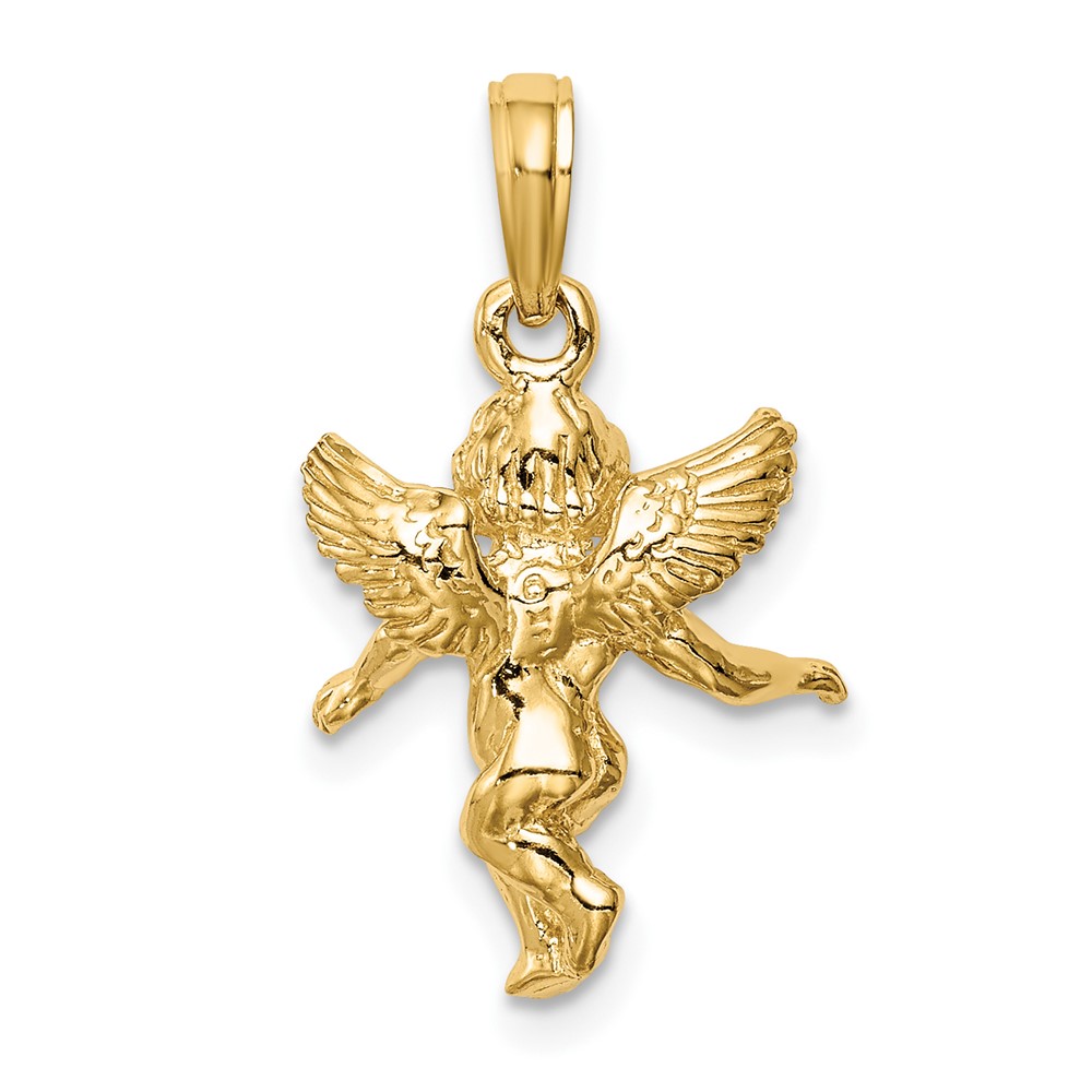 10k  3D Polished Solid Angel Pendant (10D1512)
