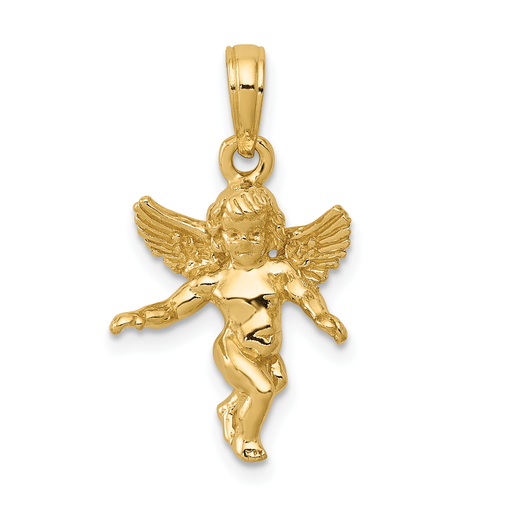 10k  3D Polished Solid Angel Pendant (10D1512)