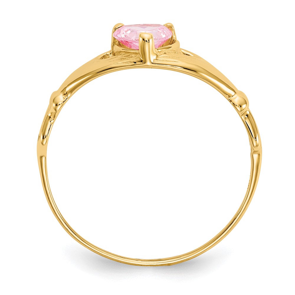 10k CZ October Birthstone Claddagh Heart Ring (10D1801)