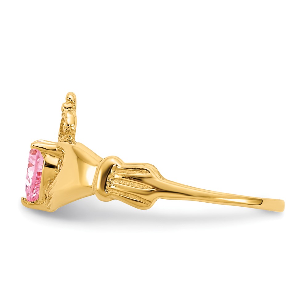 10k CZ October Birthstone Claddagh Heart Ring (10D1801)