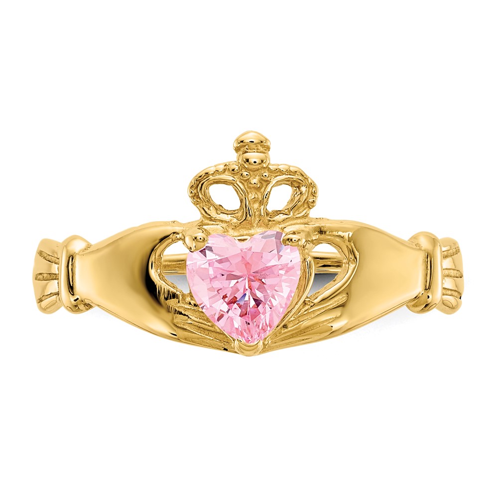 10k CZ October Birthstone Claddagh Heart Ring (10D1801)