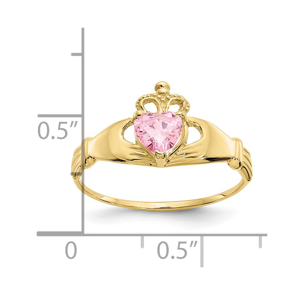 10k CZ October Birthstone Claddagh Heart Ring (10D1801)