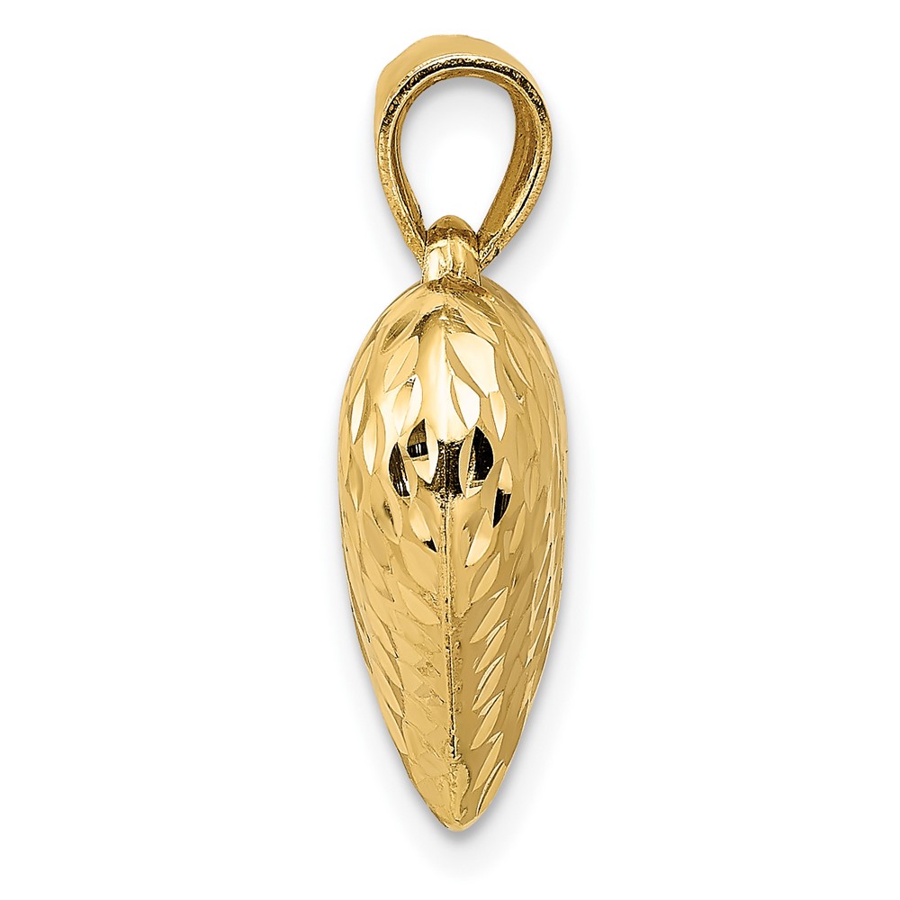 10K Polished & Textured 3-D Heart Pendant (10D2888)
