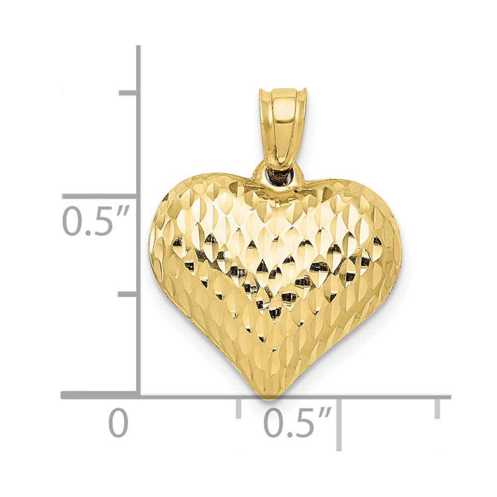 10K Polished & Textured 3-D Heart Pendant (10D2888)