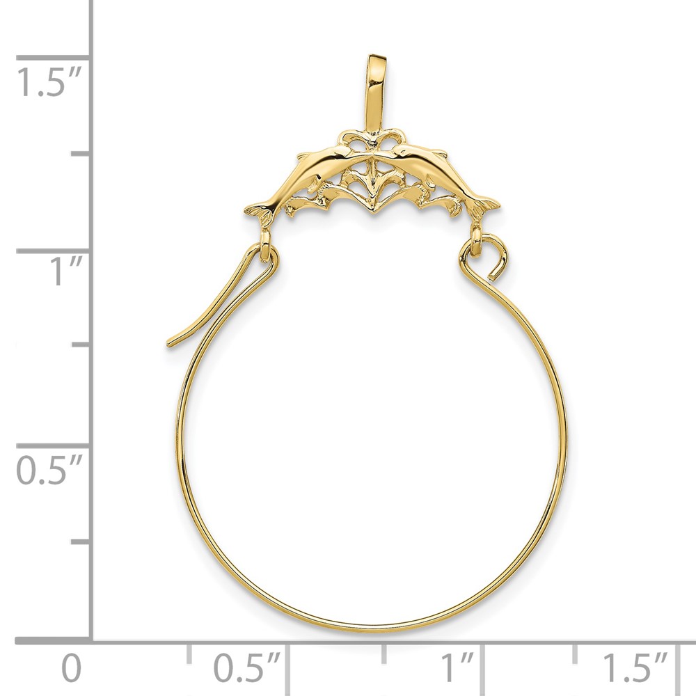10k Double Dolphins Charm Holder Pendant (10D2901)