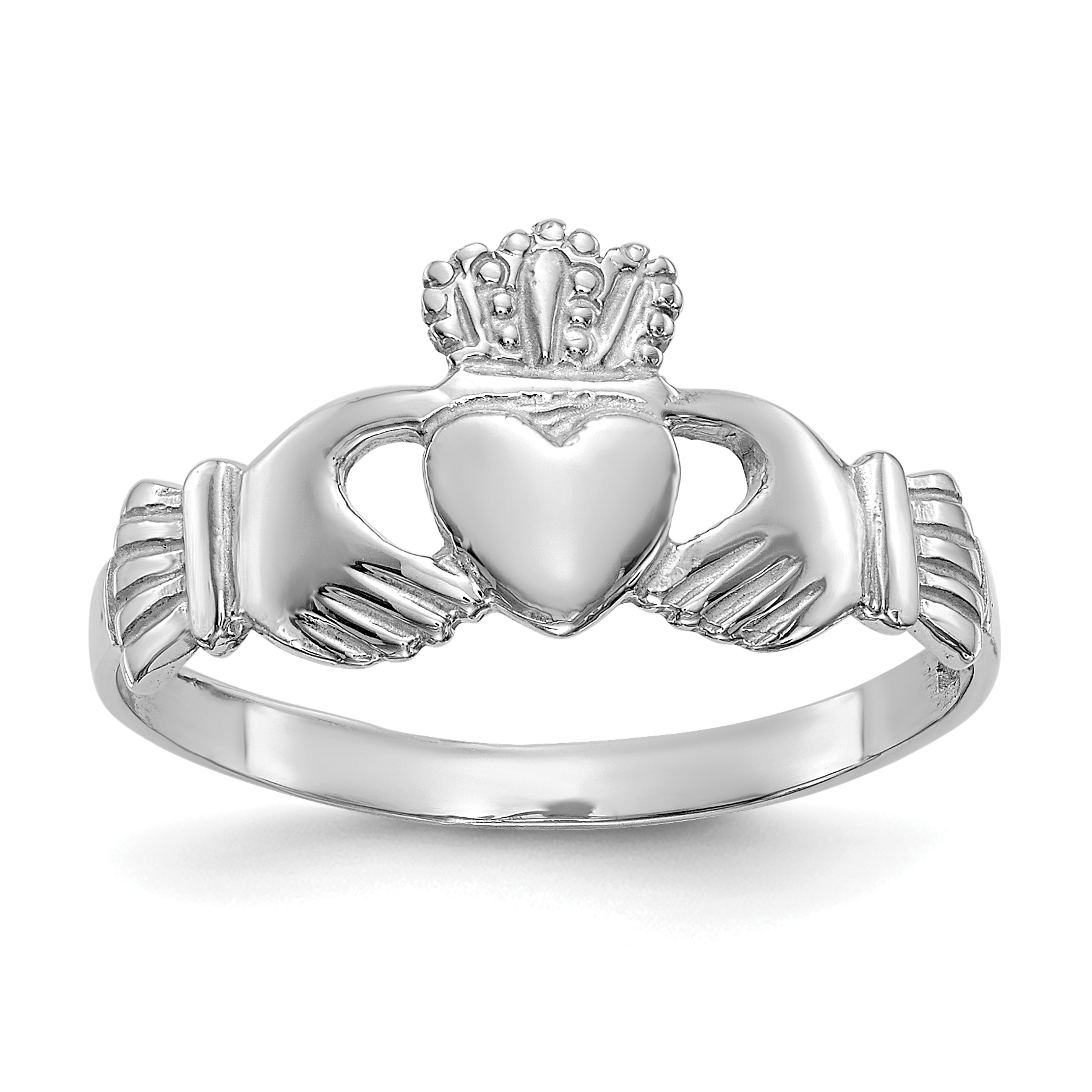 10k White Gold Ladies Claddagh Ring (10D3107)
