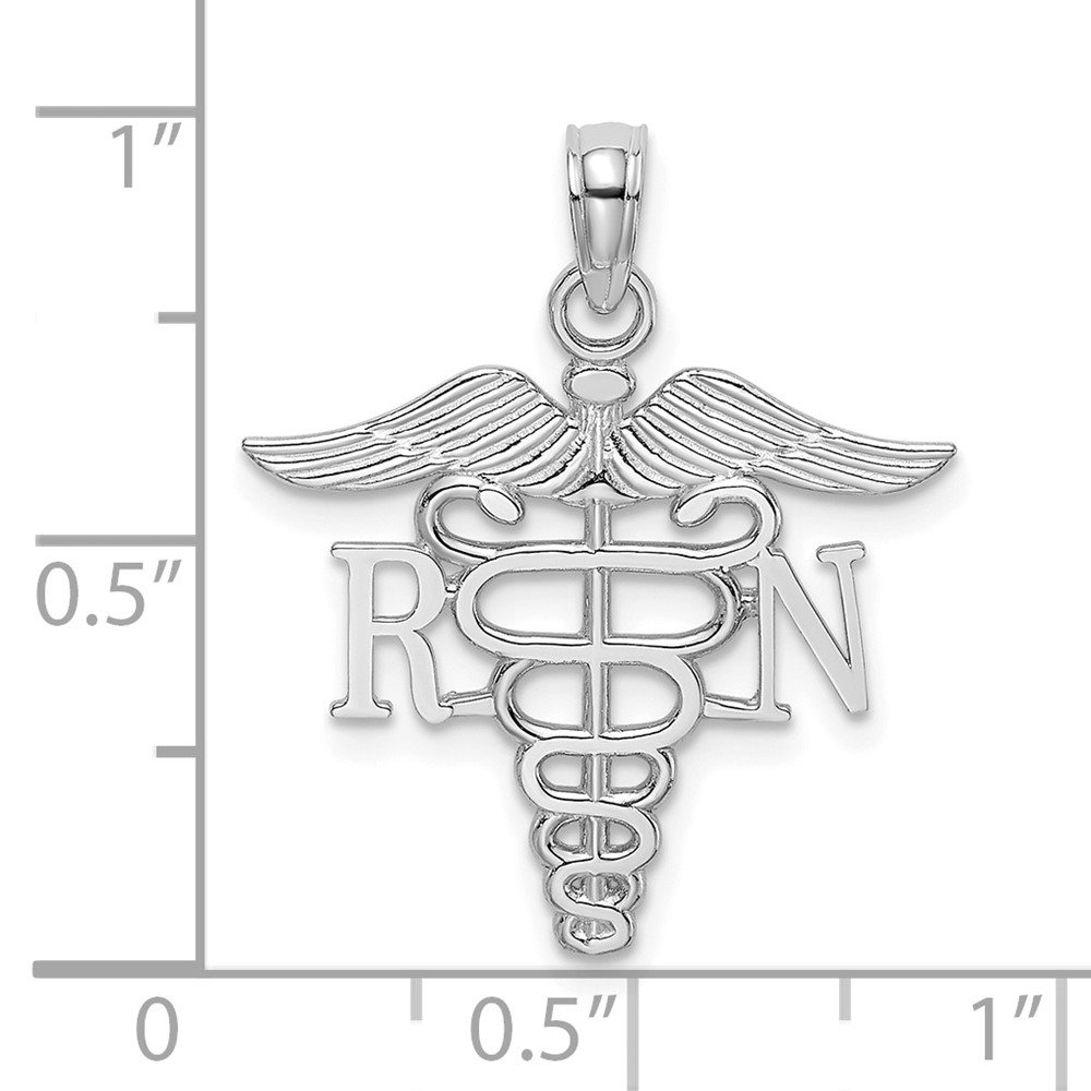 10K White Gold RN Caduceus Pendant (10D3483W)