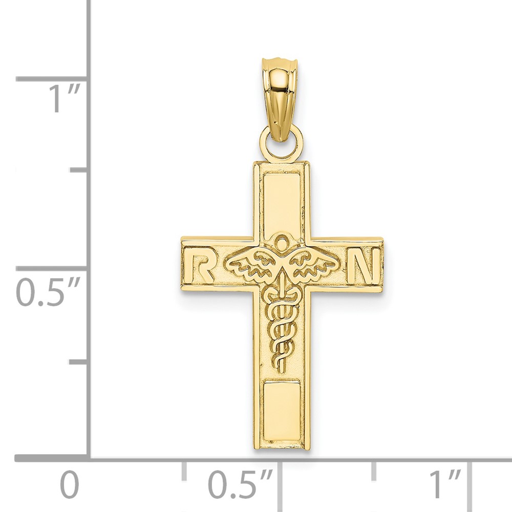 10K RN  Caduceus Cross Charm (10D3484)