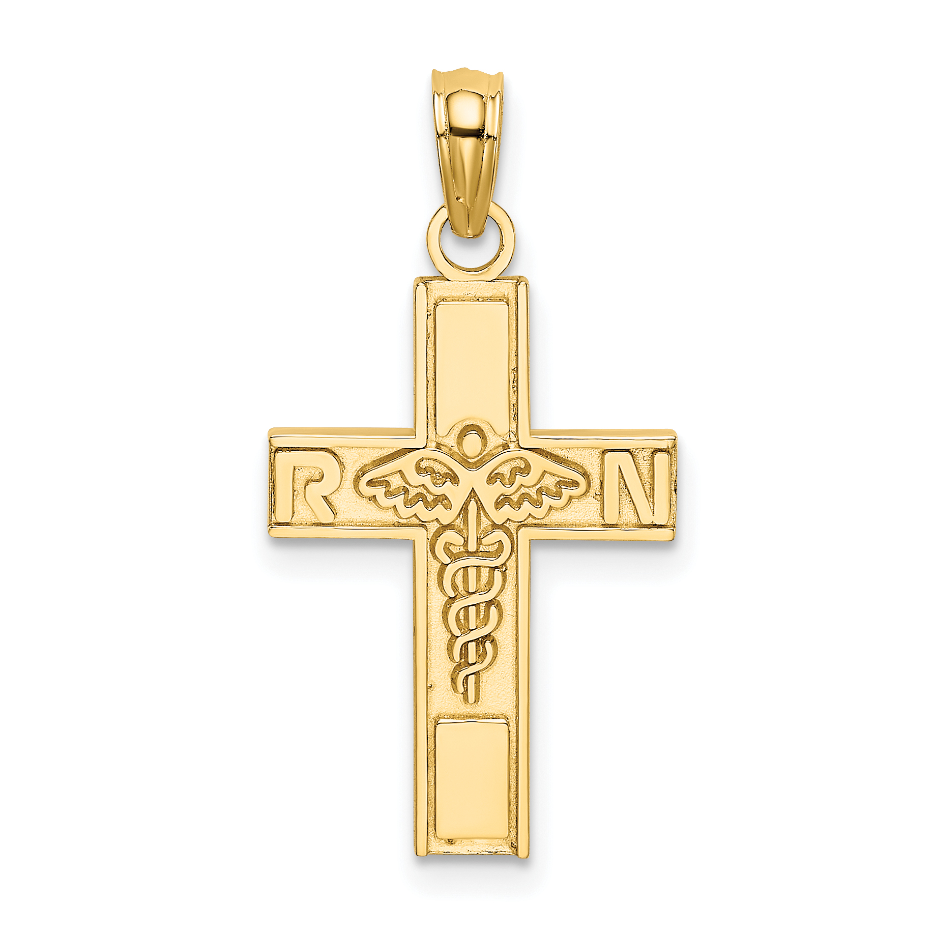 10K RN  Caduceus Cross Charm (10D3484)