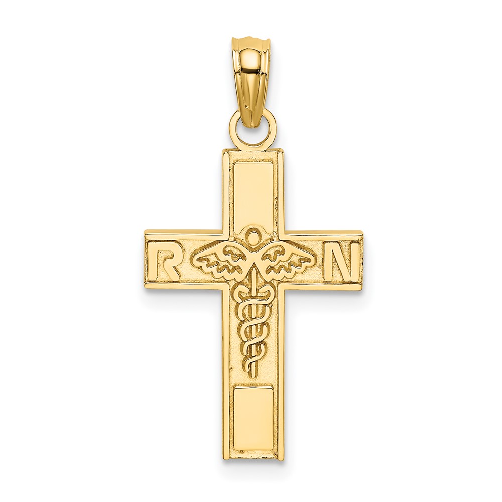 10K RN  Caduceus Cross Charm (10D3484)
