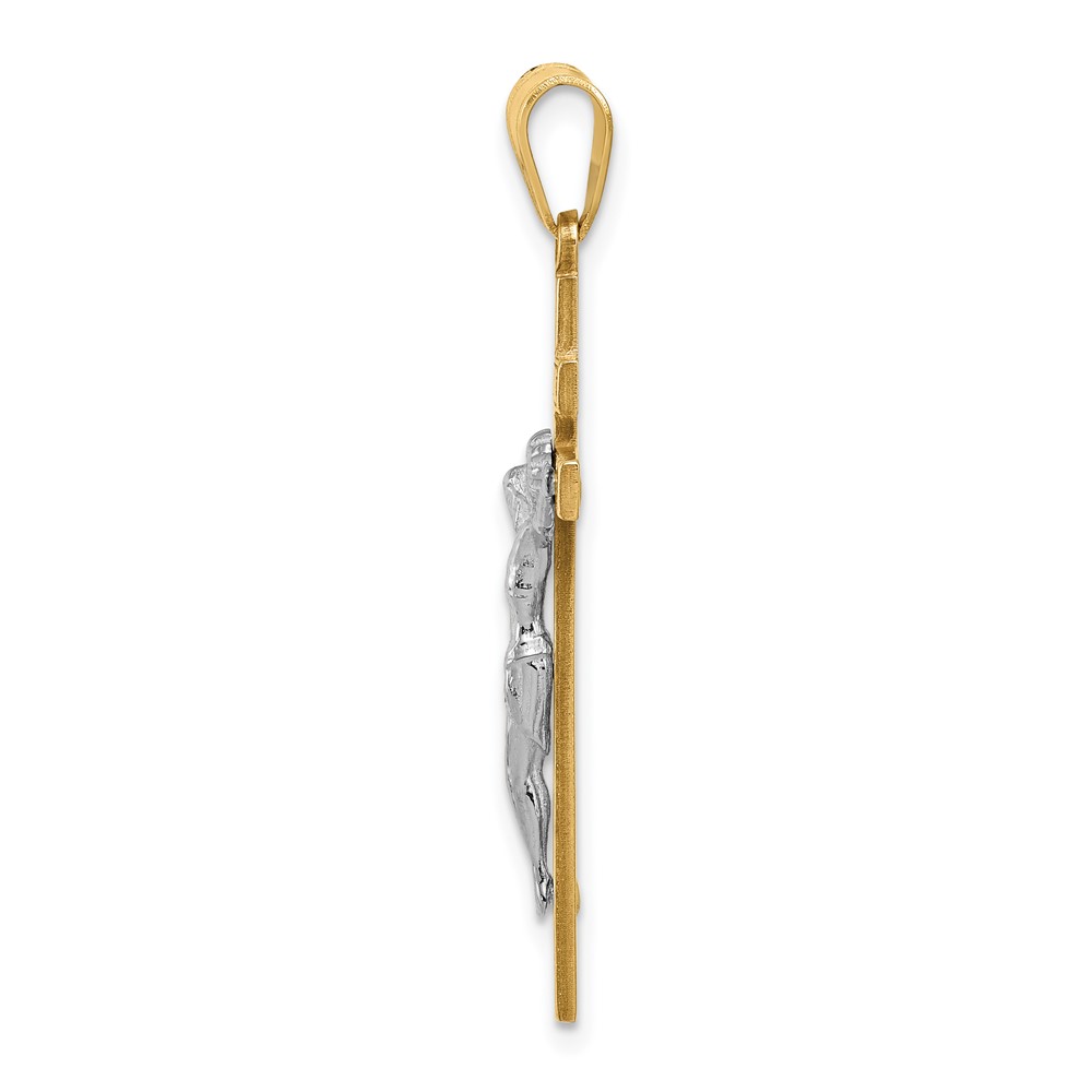 10K Two-tone INRI Crucifix Pendant (10D3668)