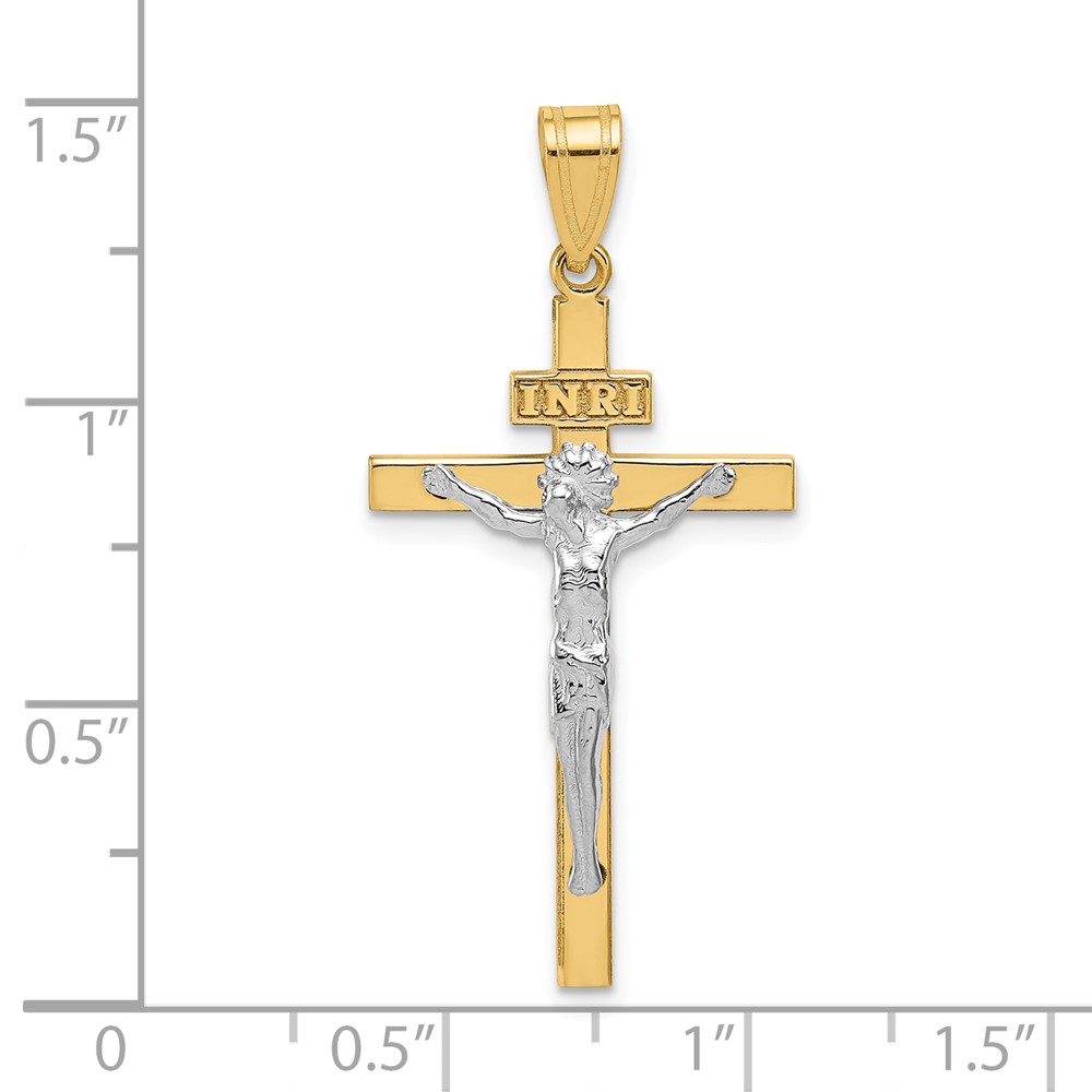 10K Two-tone INRI Crucifix Pendant (10D3668)