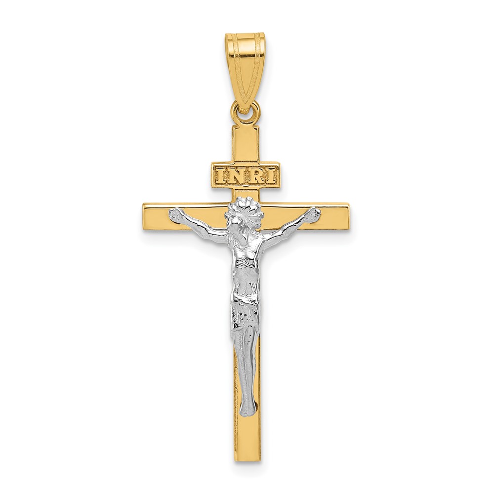 10K Two-tone INRI Crucifix Pendant (10D3668)
