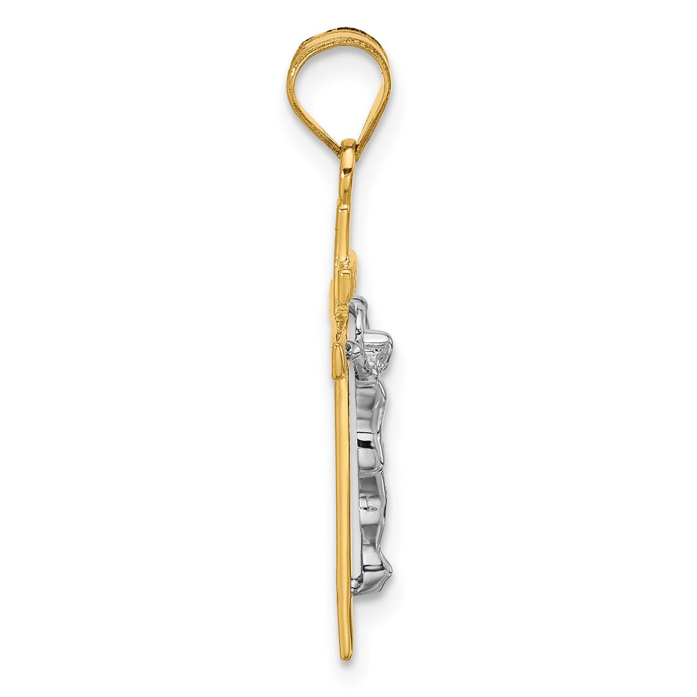 10K Two-tone INRI Crucifix Pendant (10D3669)