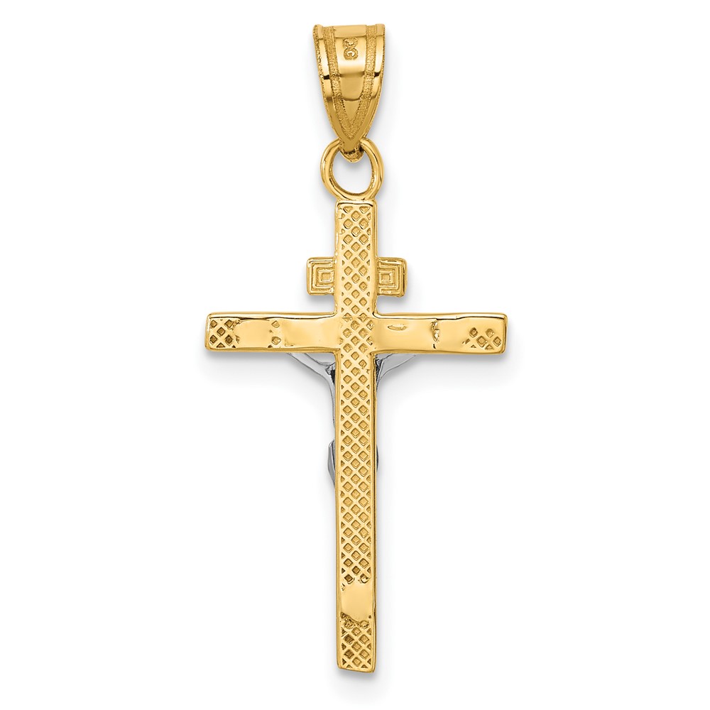 10K Two-tone INRI Crucifix Pendant (10D3669)